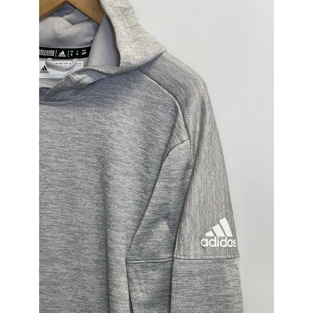 Adidas Hoodie Men's Size Small Heather Gray Sweatshirt Climawarm Pullover Pocket